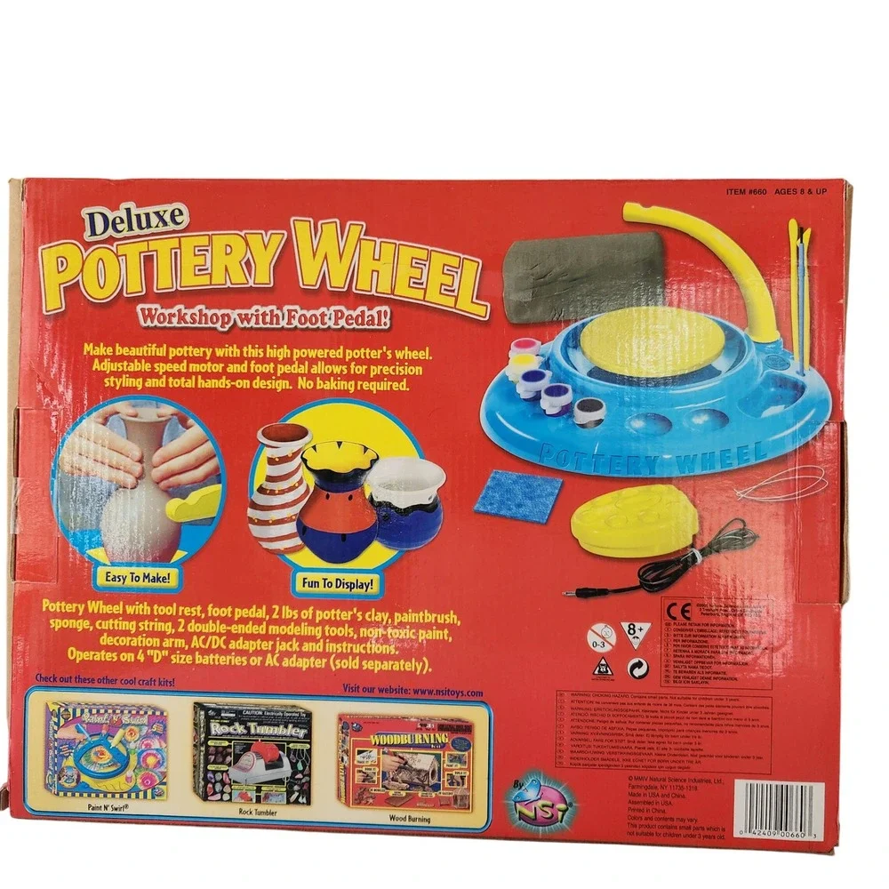 Vintage Deluxe Pottery Wheel Workshop Battery Motorized Foot Pedal No Clay Works